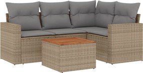 vidaXL 5 részes vegyes bézs polyrattan kerti ülőgarnitúra párnákkal