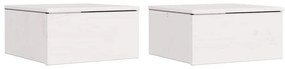 Éjjeli asztal 2 pcs Fehér 37 x 35 x 18.5 cm Tömör fenyőfa