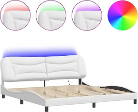 vidaXL fehér ágykeret LED-ekkel matrac nélkül Hvar 200x200 cm
