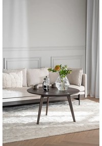 Sötétbarna dohányzóasztal tölgyfa dekorral ø 90 cm Yumi – Rowico