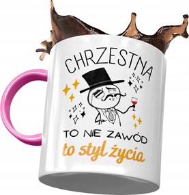 Rózsaszín Bögre Keresztelőre Születésnapra Ajándék Nyomtatott Fotóval