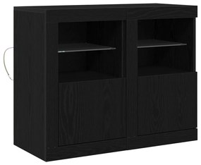 LED világítással ellátott oldalszekrények 2 db Fekete tölgy 41x37x67 cm