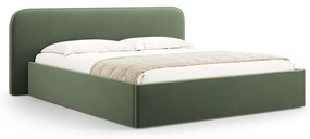 Zöld kárpitozott ágyneműtartós franciaágy ágyráccsal 200x200 cm Elizabeth – Micadoni