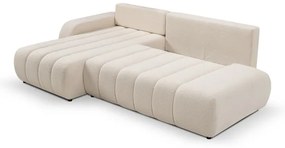 L-alakú, bal oldali, tárolós, bézs DESIO sarokkanapé, ággyá nyitható