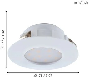 Eglo 95821- KÉSZLET 3x LED Fürdőszobai beépíthető lámpa PINEDA 1xLED/4,9W/230V IP44
