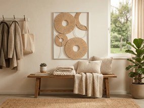Fali dekoráció CIRCLES fém 48x68 cm, fehér / bézs