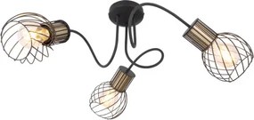 Globo 54013-3 Mennyezeti lámpa fém fekete-arany színű, fém rácsos búrával. Ø:600, H:240, exkl. 3xE27 40W 230V
