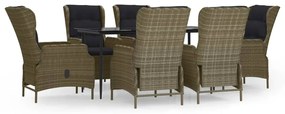 vidaXL 7 részes barna polyrattan kerti étkezőgarnitúra
