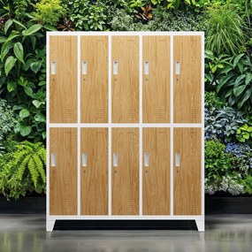 BHP öltözőszekrény fehér/arany tölgy: Eco Design 10 ajtós BARTEK