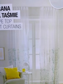 Függöny 2db szalagos Smukee szellős 137x250 zöld levelek 719