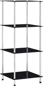 vidaXL 4 szintes fekete edzett üveg polc 40 x 40 x 100 cm