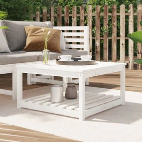 Fehér tömör fenyőfa kerti asztal 82,5x82,5x45 cm