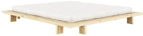 Natúr színű borovi fenyő franciaágy ágyráccsal 140x200 cm Japan – Karup Design