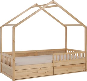 Montessori ágy, 90x200, természetes, tömör, BIANKA