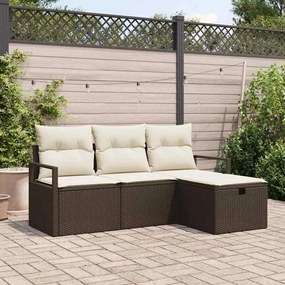 Kerti Kanapé Szett 4 pcs Barna és krémszínű 175 x 117 x 85 cm
