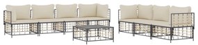 8 részes antracitszürke polyrattan kerti ülőgarnitúra párnákkal