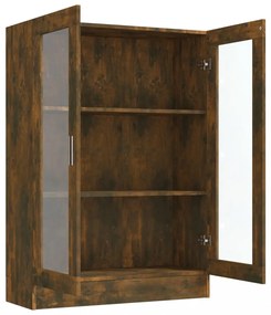 füstös tölgyszínű szerelt fa vitrinszekrény 82,5x30,5x115 cm