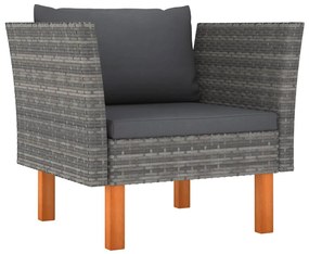 Polyrattan és tömör eukaliptuszfa kerti kanapé