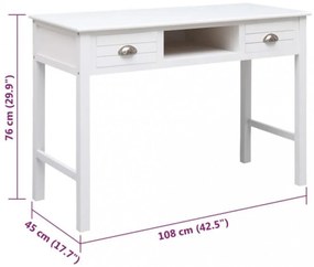 fehér tömör császárfa íróasztal 108 x 45 x 76 cm