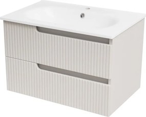 Piramida EURIDIKA fali fürdőszobabútor - műmárvány mosdóval -2 fiókos - PINO BÉZS - 75 x 48 x 53 cm