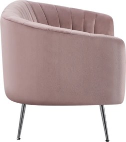 Design kétszemélyes kanapé, rózsaszín Velvet szövet/króm-ezüst, BAGY