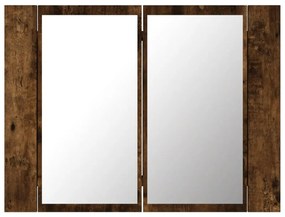 füstös tölgy szerelt fa tükörszekrény LED-del 80x20,5x64 cm