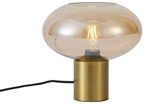 Design asztali lámpa sárgaréz borostyánszínű üveggel - Umbrella