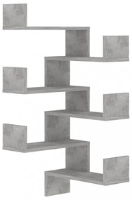 2 db betonszürke szerelt fa fali sarokpolc 40 x 40 x 50 cm