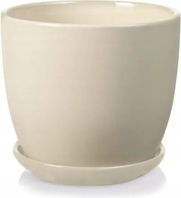 Kerámia kaspó állvánnyal 13 cm krémszínű virágtartó