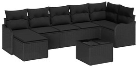 vidaXL Kerti Kanapé Szett Fekete polirattan