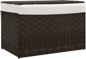 vidaXL sötétbarna polyrattan szennyeskosár fedéllel 55,5 x 35 x 34 cm