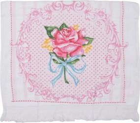 Fehér frottír konyhai törölköző rózsával 40x66 cm