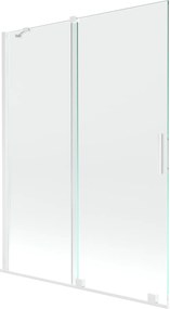 Mexen Velar, 2 szárnyas eltolható kádparaván 130 x 150 cm, 8mm átlátszó üveg, fehér profil, 896-130-000-01-20