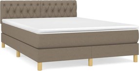 vidaXL tópszínű szövet rugós ágy matraccal 140 x 190 cm