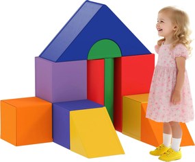 HOMCOM 11 darabos Puha Építő Blokk, Hab Blokk, Játék Építő Készlet, Mászó Blokk, Puha Óriás Építő Blokk, Építő Tégla 1-3 éves Gyermekeknek, Műbőr, Töb