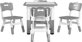 AIYAPLAY Gyermek Asztal és Székek Szett 18-60 Hónap, Helytakarékos Design, Magasság Állítható, Gyerek Asztal Krétatáblával a Játszószobába, Fából és P