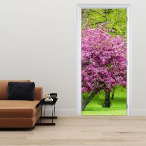 Fotótapéta ajtóra - Virágzó fa a réten (95x205cm)