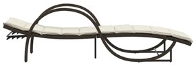 barna polyrattan napozóágy párnával 60 x 199 x 42 cm