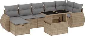 vidaXL 8 részes bézs polyrattan kerti ülőgarnitúra párnával
