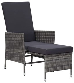 2 részes szürke polyrattan kerti bútorszett párnával