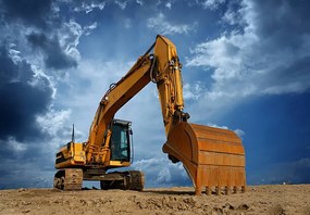 Illusztráció Yellow Excavator at Construction Site, narvikk