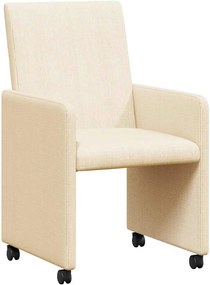 vidaXL Kerekes Étkező Székek 2 pcs Krém 57 x 66 x 94 cm Bársony anyag