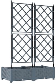 Rácsos Kerti Cserép 2 db Világosszürke 80x40x125.5 cm