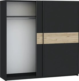 BERNO ruhásszekrény, 200 cm | Antracit + hickory tölgy