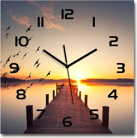 Nagy üveg falióra nappaliba Naplemente 60x60cm