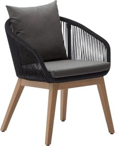 Fekete tömörfa kerti fotel Portalo – Kave Home