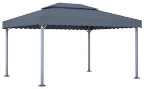 Antracitszürke alumíniumpavilon LED fényfüzérrel 400 x 300 cm