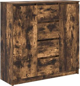 vidaXL füstölt tölgy szerelt fa tálalószekrény fiókos 100,5x35x98,5 cm