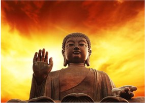 Üveg kép - Buddha piros és sárga háttérrel (70x50 cm)