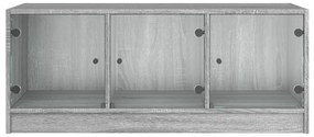 szürke sonoma színű dohányzóasztal üvegajtókkal 102x50x42 cm
